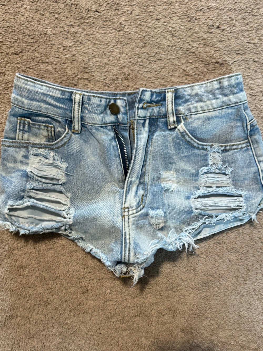 SHEIN Light Blue Distressed Denim Cutoff Shorts
